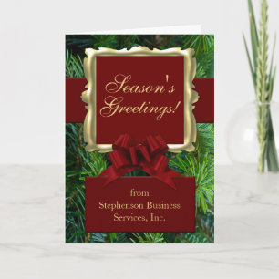 Burgundy Bow Business Christmas Cards