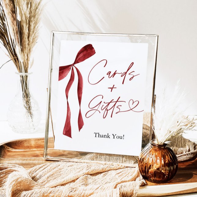 Burgundy Bow Cards and Gifts Sign (Creator Uploaded)