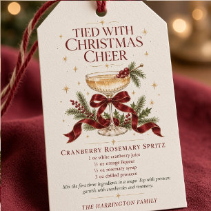 Burgundy Bow Christmas Cranberry Spritz Recipe Gift Tags