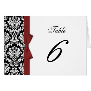 Burgundy Bow Damask Table Number