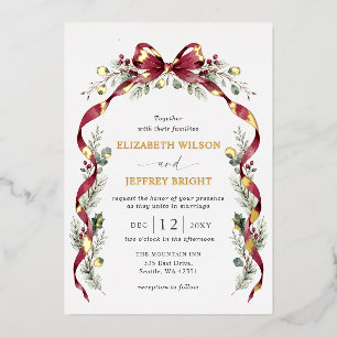 Burgundy Bow Garland Winter Christmas Wedding