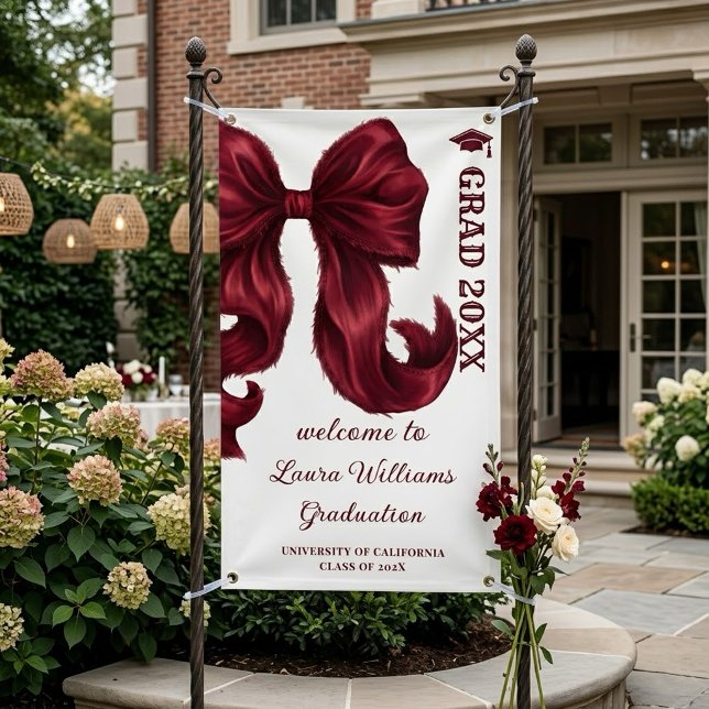 Burgundy Bow Graduation Welcome Sign (Creator Uploaded)
