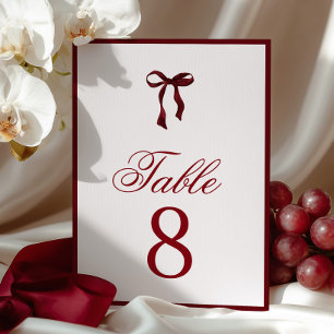 Burgundy Bow Table Number