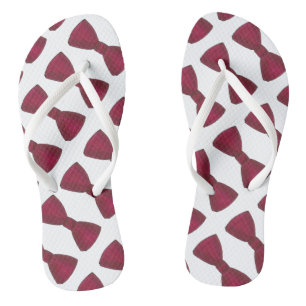 Burgundy Bow Tie Bowtie Wedding Prom Flip Flops