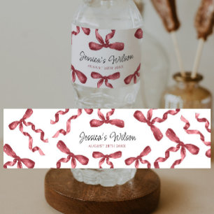 Burgundy Bow Water Bottle Label