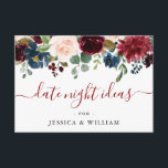 Burgundy Bridal Shower Date Night Idea Advice Card<br><div class="desc">Burgundy Navy Blue Blush Floral Bridal Shower Date Night Idea Advice Card.</div>