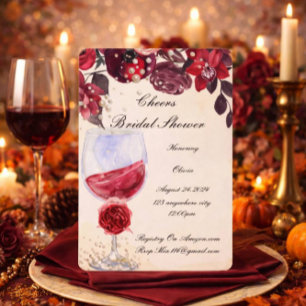 burgundy bridal shower invitation