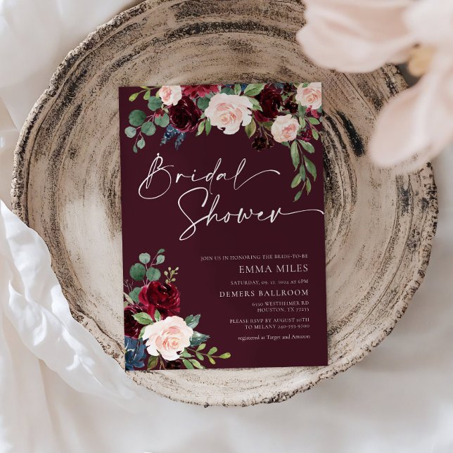 Burgundy Bridal Shower Invitation (Creator Uploaded)