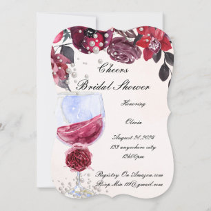 burgundy bridal shower invitation