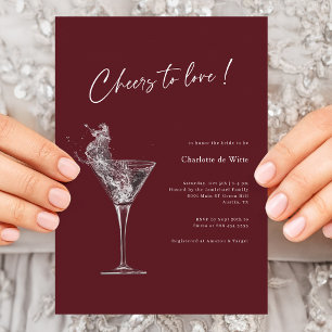 Burgundy Bridal Shower Invitation - Cheers to Love