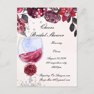 burgundy bridal shower invitation postcard