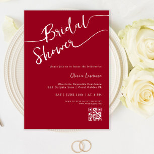 Burgundy Bridal Shower Invitation Script Design