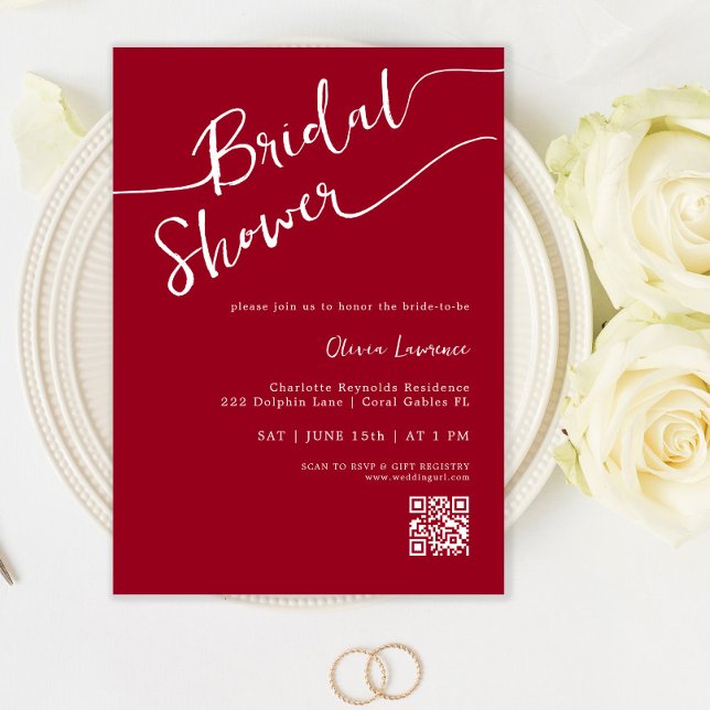 Burgundy Bridal Shower Invitation Script Design (Creator Uploaded)