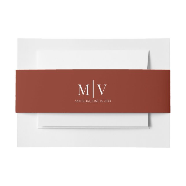 Burgundy Brown Boho Wedding Invitation Belly Band (Front Example)