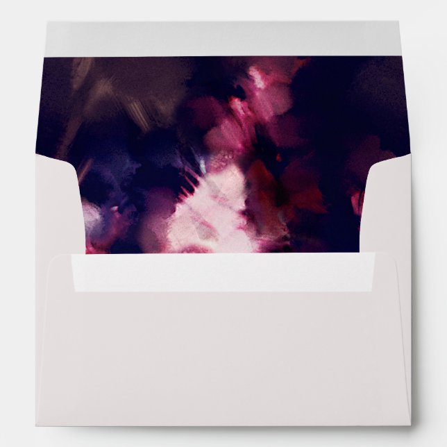 Burgundy Brush Stroke Pre-Addressed Wedding Envelope (Back (Bottom))