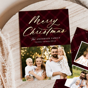 Burgundy Brushed Plaid Foil 3 Photo