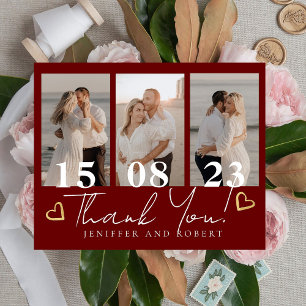 Burgundy Budget Wedding Photo Thank you cards
