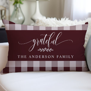 Burgundy Buffalo Check Family Grateful Lumbar Cushion