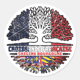 Burgundy Burgundian French France Tree Roots Flag Classic Round Sticker