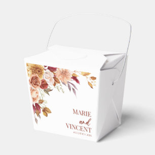 Burgundy Burnt Orange Brown Floral Flower Wedding Favour Box