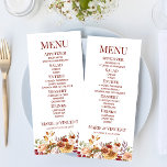 Burgundy Burnt Orange Floral Flowers Wedding Food Menu<br><div class="desc">This is a Burgundy Burnt Orange Floral Flowers Wedding Food Menu.</div>