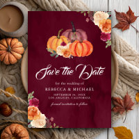 Burgundy Burnt Orange Floral Pumpkin Wedding