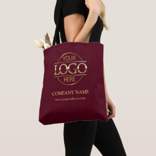 Burgundy Business Company Logo Promotional Gift Tote Bag