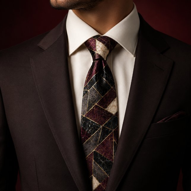 Burgundy Cabernet Gold Marble Luxury Tie (Creator Uploaded)