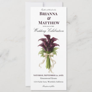 Burgundy Calla Lily Wedding Bouquet Ivory Ribbon  Invitation