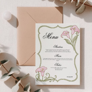 Burgundy Calla Lily Wedding Menu Template
