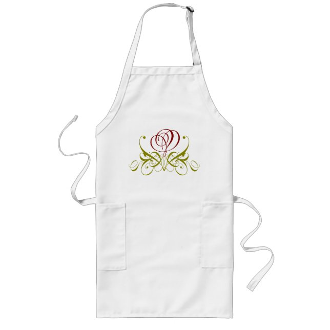 Burgundy Calligraphy Rose Adult Apron (Front)