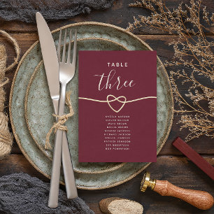 Burgundy Calligraphy Wedding Seating Chart