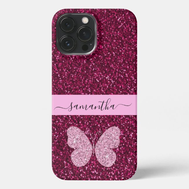 Burgundy Case with personal name and buterfly (Back)