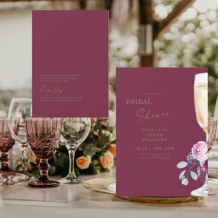 Burgundy Champagne Fall Bridal Shower Invitation