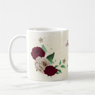Burgundy champagne flowers coffee mug