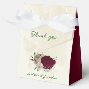 Burgundy champagne flowers wedding  favour box