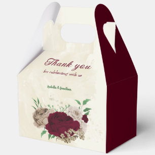 Burgundy champagne flowers wedding  favour box