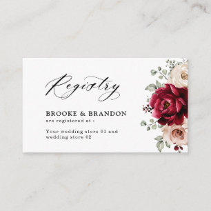 Burgundy Champagne Ivory Mauve Wedding Registry Enclosure Card