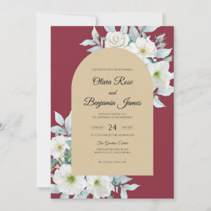 Burgundy Champagne Lily Wedding Invitation