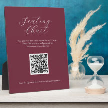 Burgundy Chart Sign with QR Code Plaque
