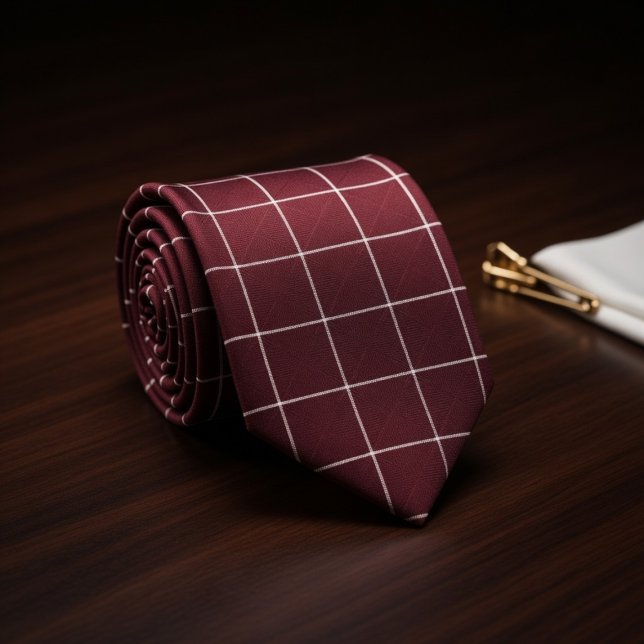 Burgundy Checkered Tie (Creator Uploaded)