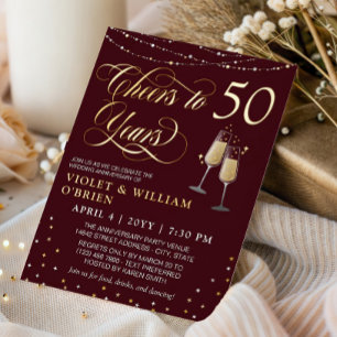 Burgundy Cheers to 50 Years Wedding Anniversary