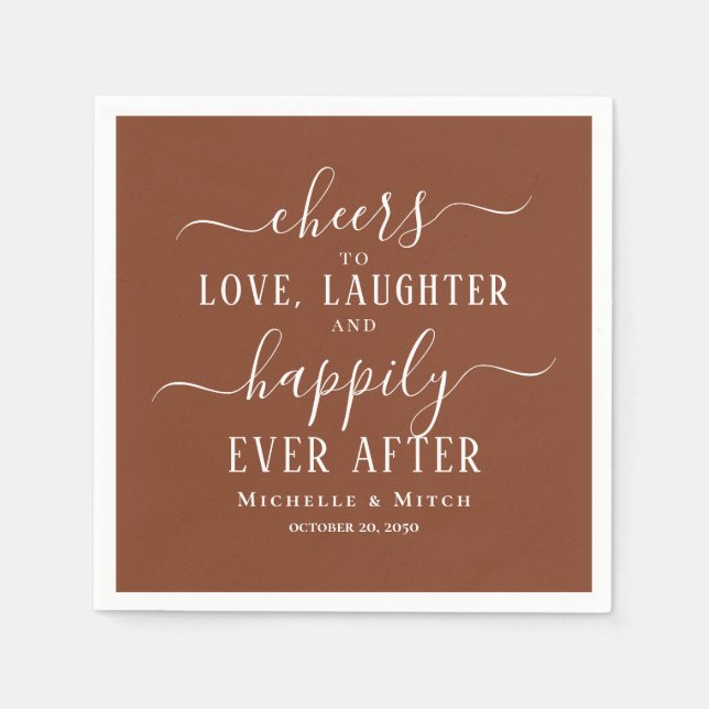 Burgundy Cheers Typography Wedding Custom Napkin (Front)