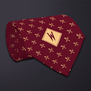 Burgundy Chef Cook Utensils Tie