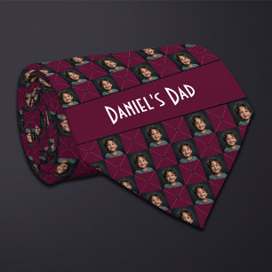 Burgundy Chequered Photo Tie