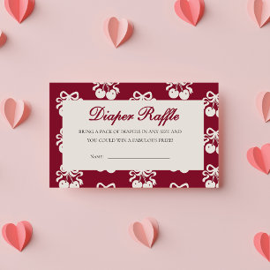 Burgundy Cherry on Top Baby shower Diaper Raffle Enclosure Card