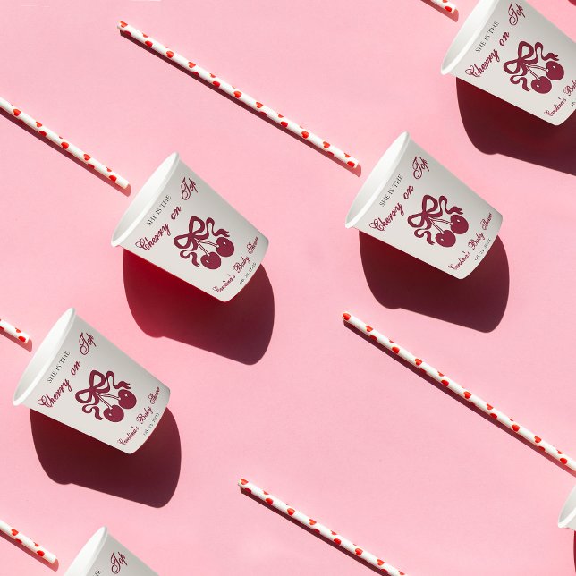 Burgundy Cherry on Top Baby shower  Paper Cups (Creator Uploaded)