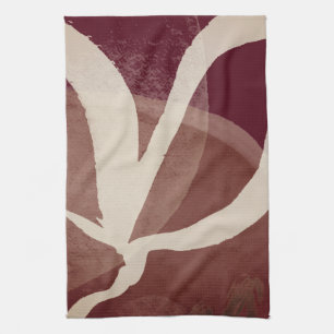 Burgundy Chestnut & Cream Abstract Watercolor Tea Towel