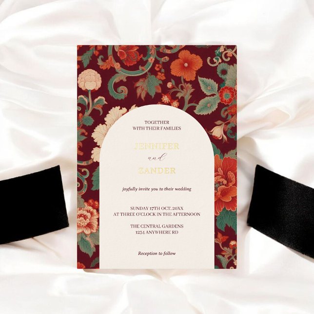 Burgundy Chinoiserie Wedding Elegant Classic  (Creator Uploaded)