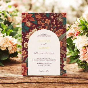 Burgundy Chinoiserie Wedding Elegant Classic 